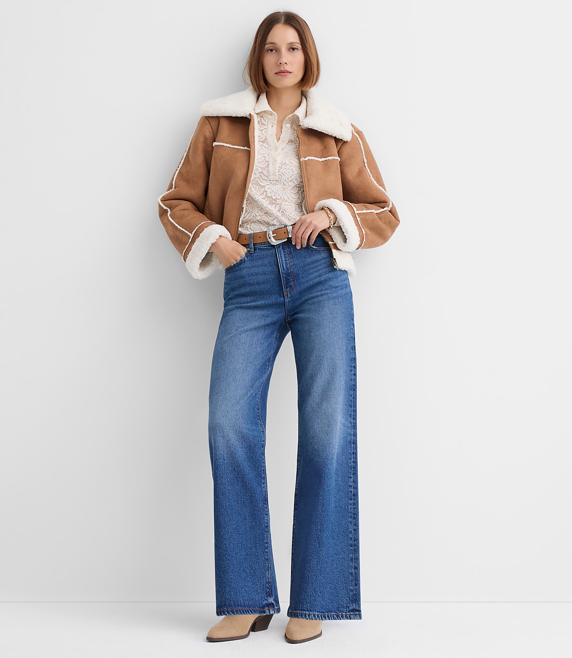 Faux Suede Sherpa Jacket