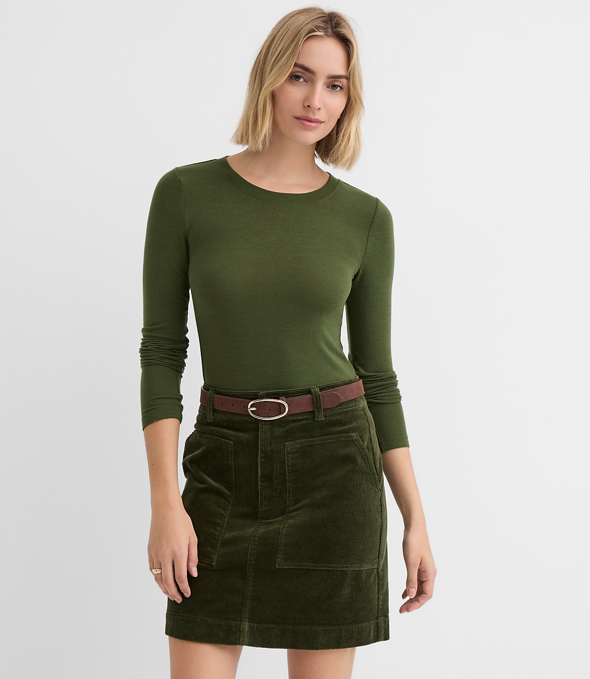 Petite Sweater Knit Long Sleeve Tee