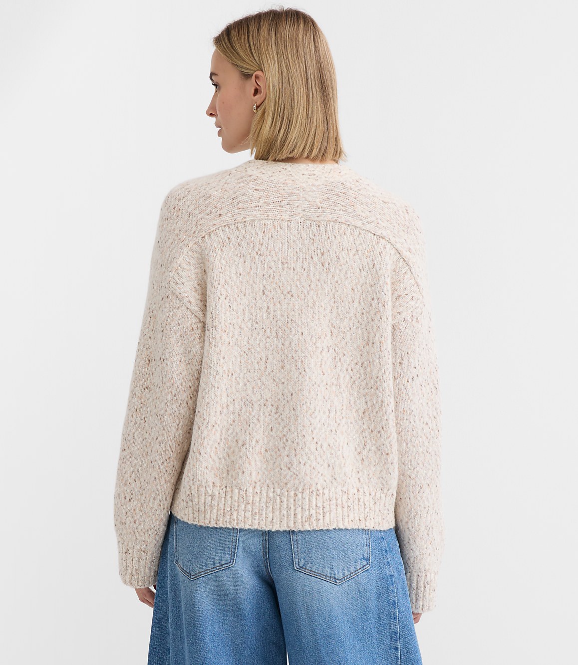 Petite Marled Saddle Sleeve V-Neck Cardigan