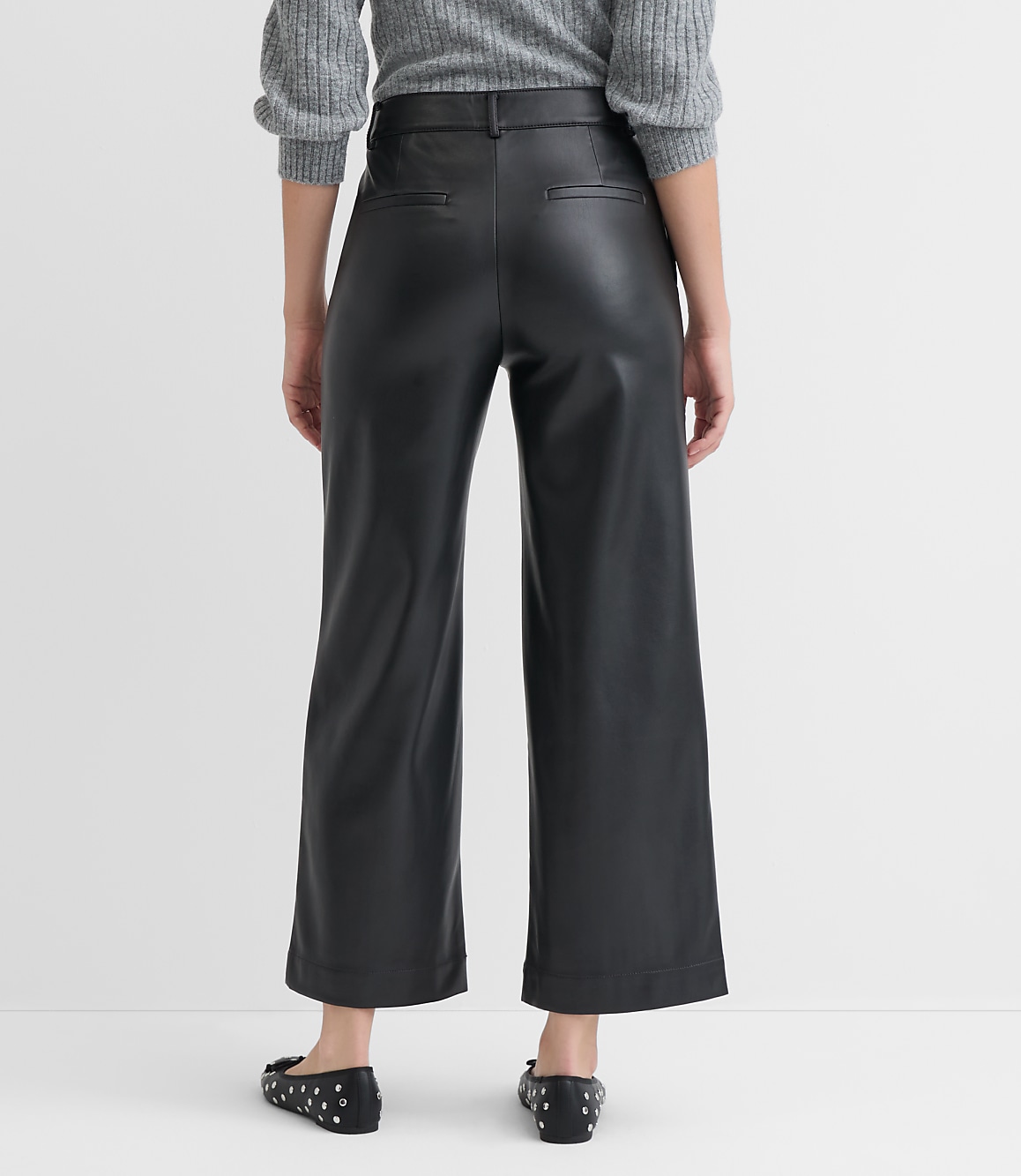 Curvy Wide Leg Pants in Faux Leather