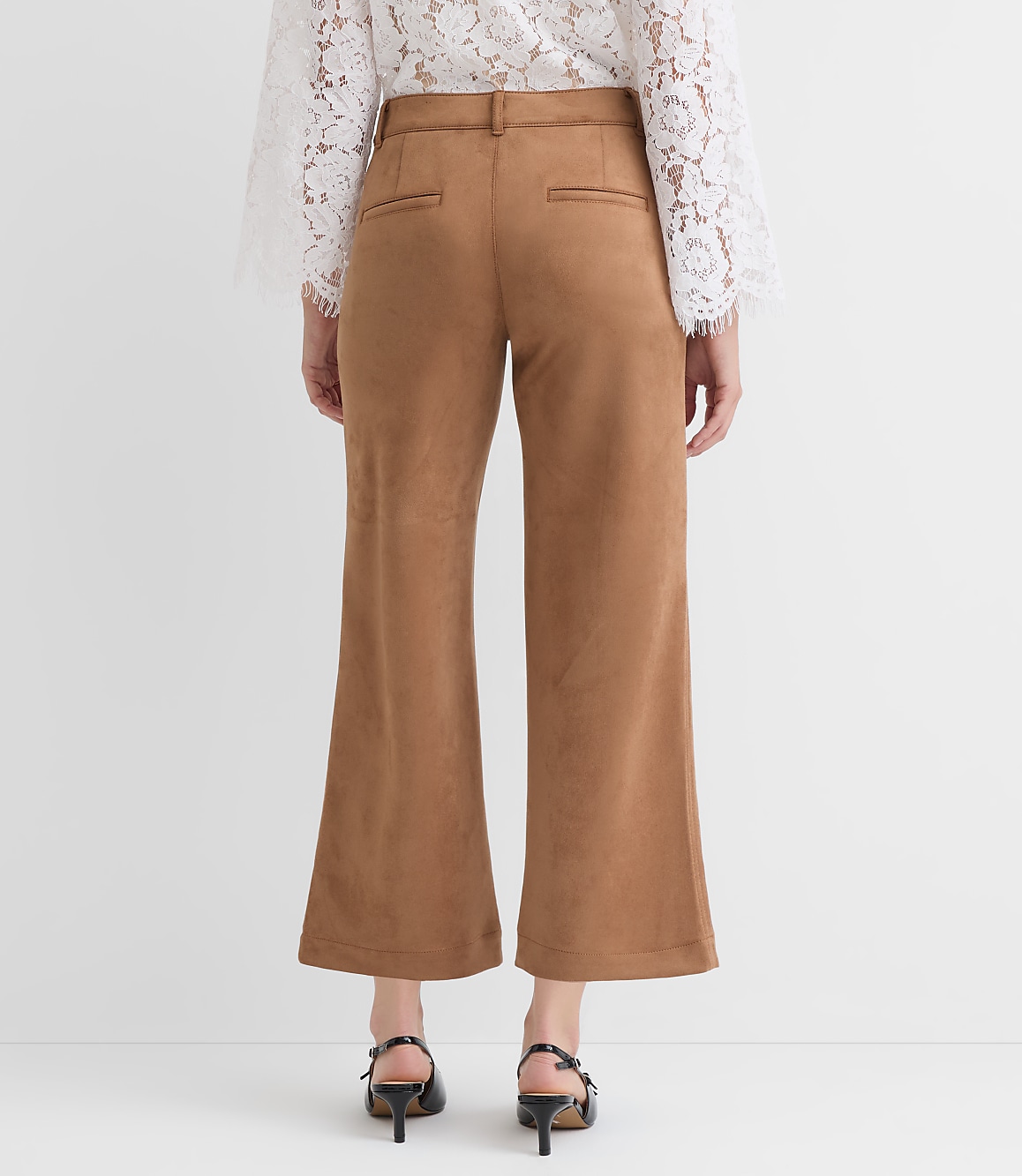 Petite Curvy Palmer Wide Leg Pants in Faux Suede