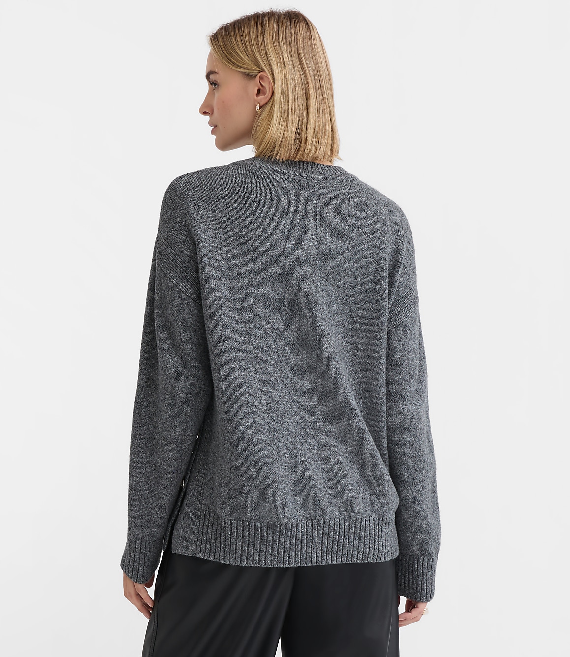 Petite Marled Side Button Tunic Sweater