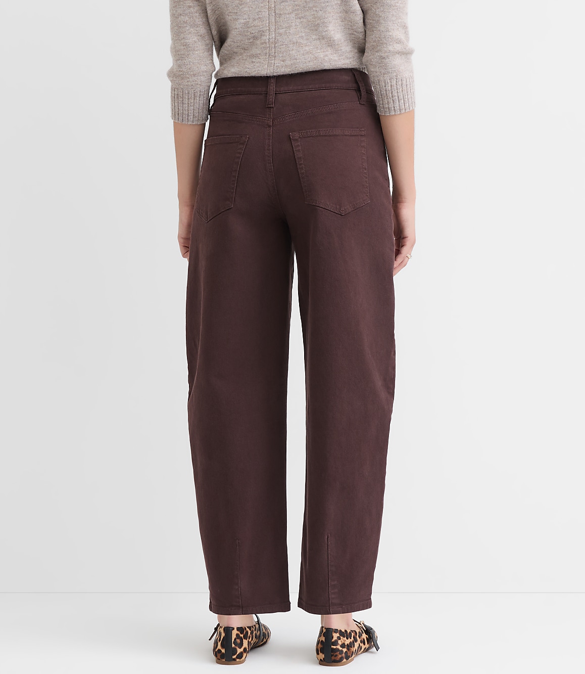 Petite Curvy High Rise Barrel Jeans in Iced Espresso