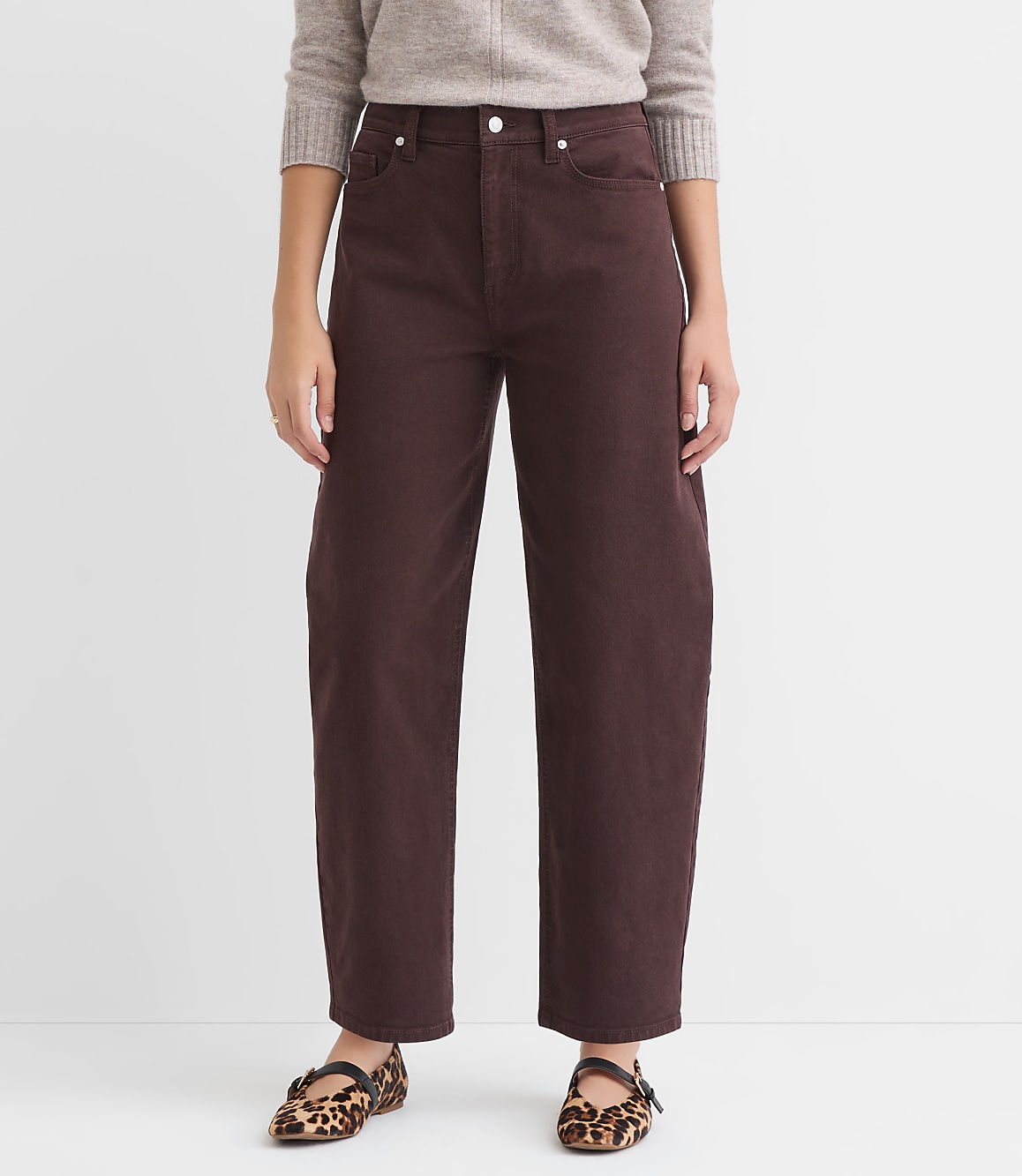 Curvy High Rise Barrel Jeans in Iced Espresso