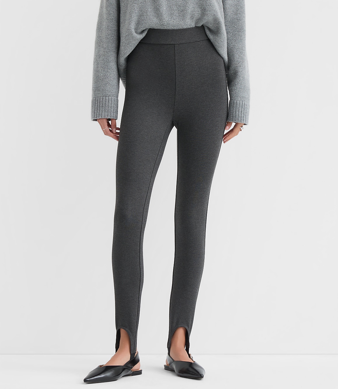 Petite Stirrup Leggings in Heathered Ponte
