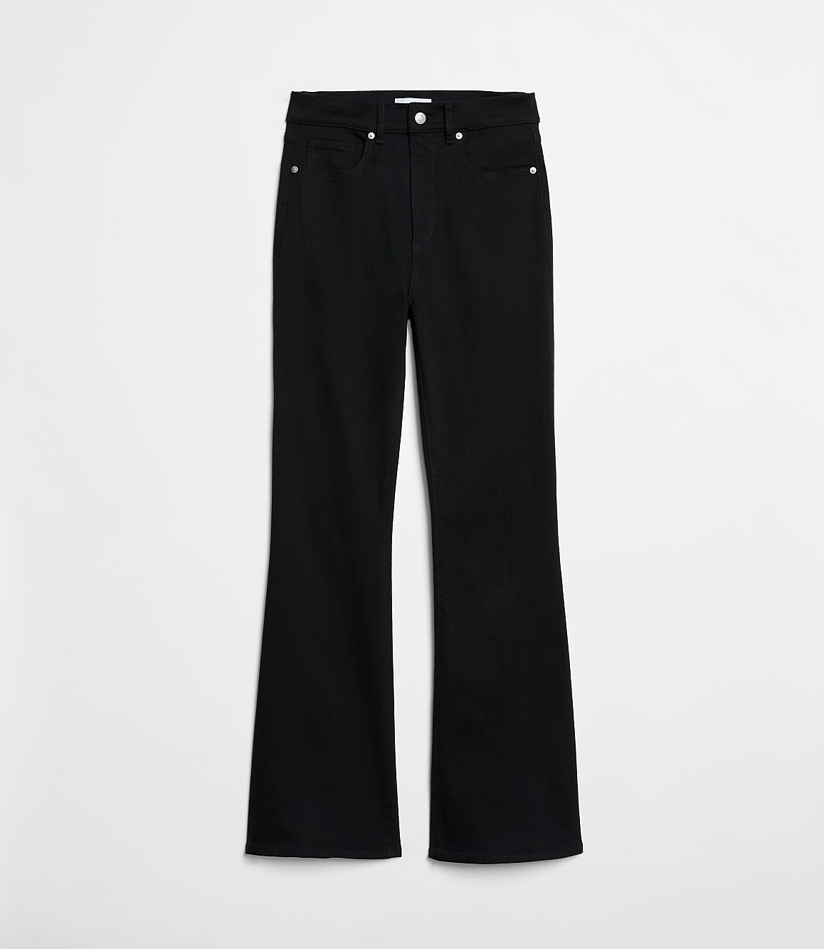 Petite High Rise Slim Flare Jeans in Jet Black Wash