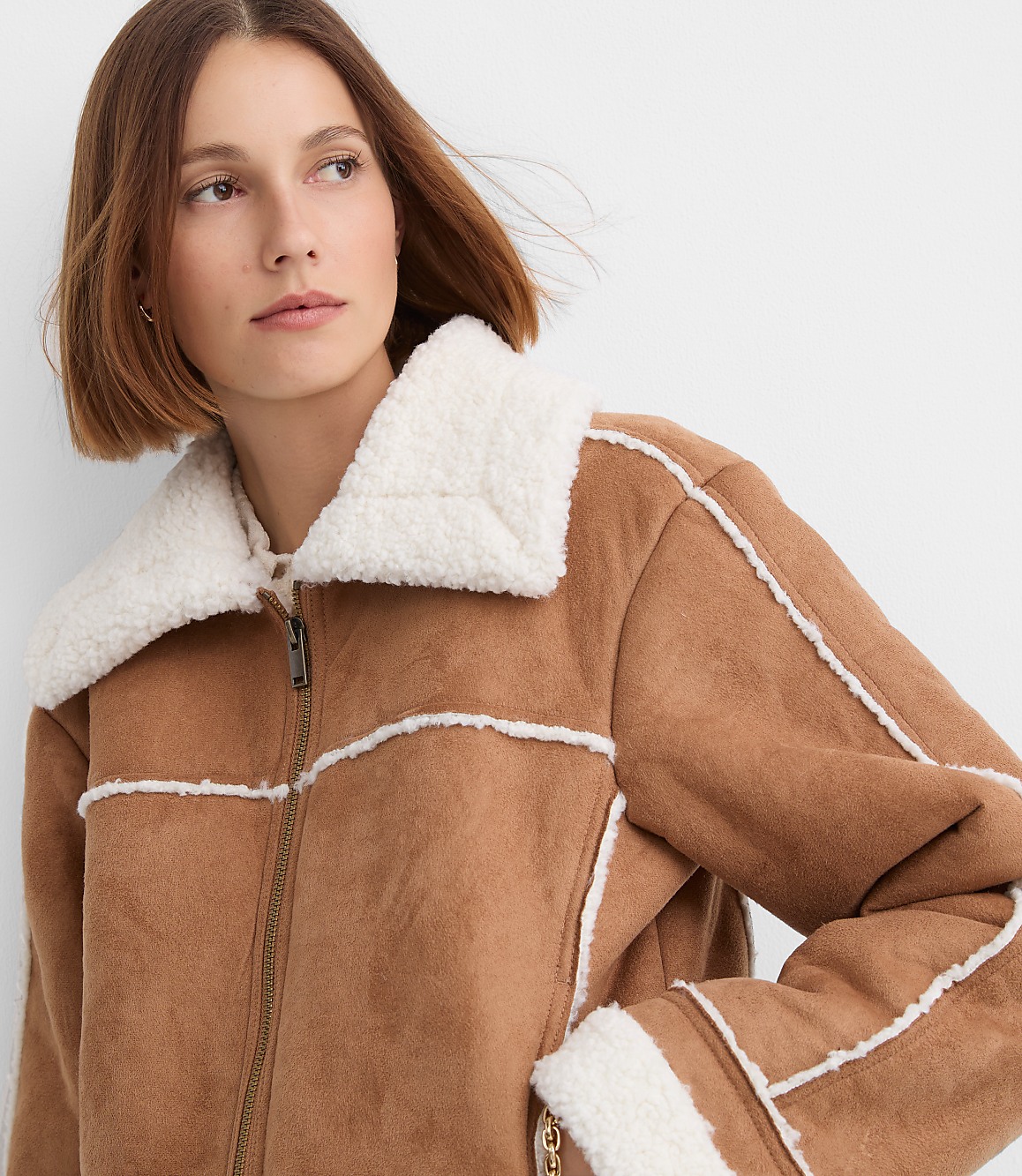 Faux Suede Sherpa Jacket