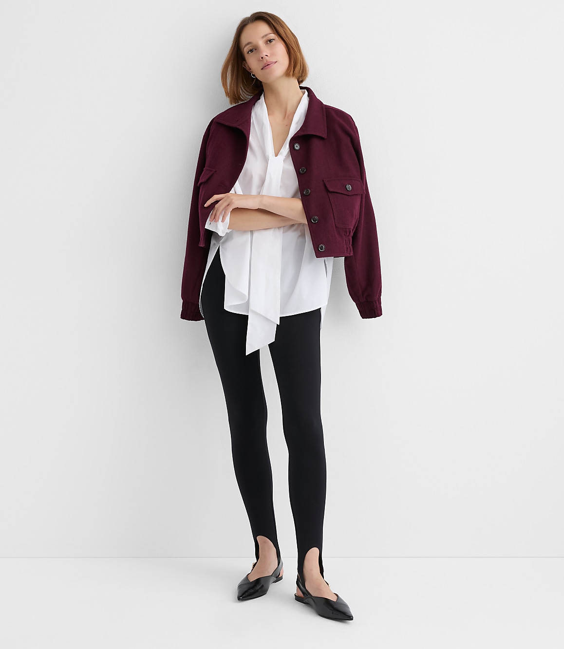 Petite Bow Poplin Tunic Blouse