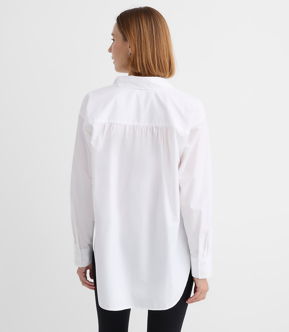 Petite Bow Poplin Tunic Blouse