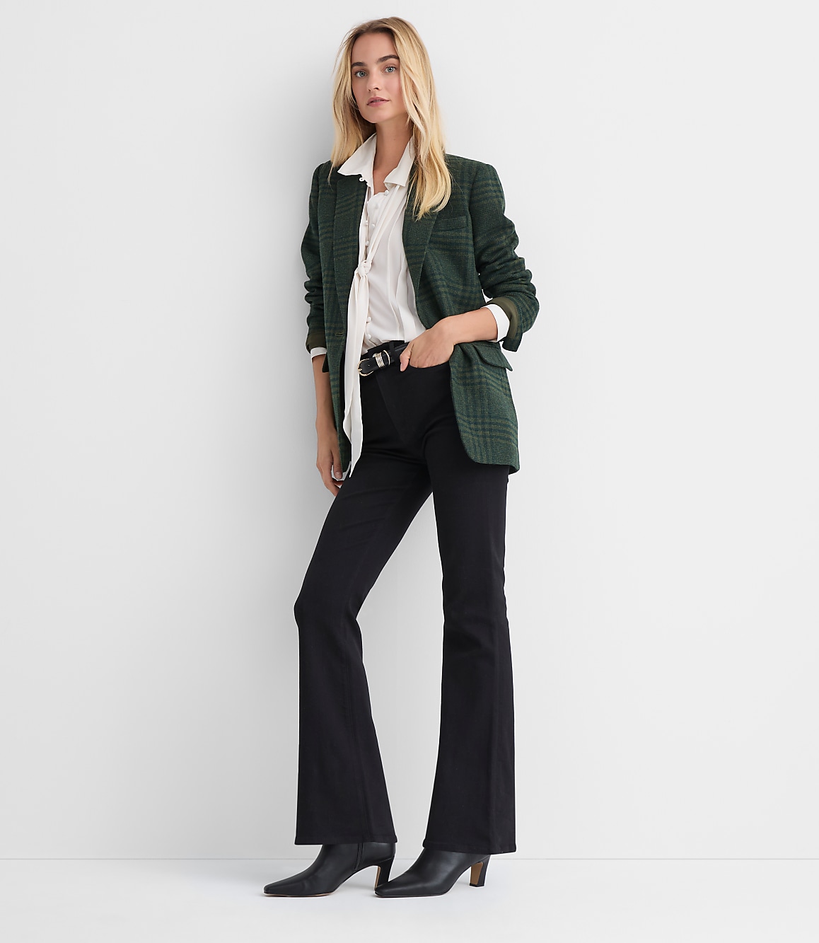 Petite Houndstooth Oversized Blazer