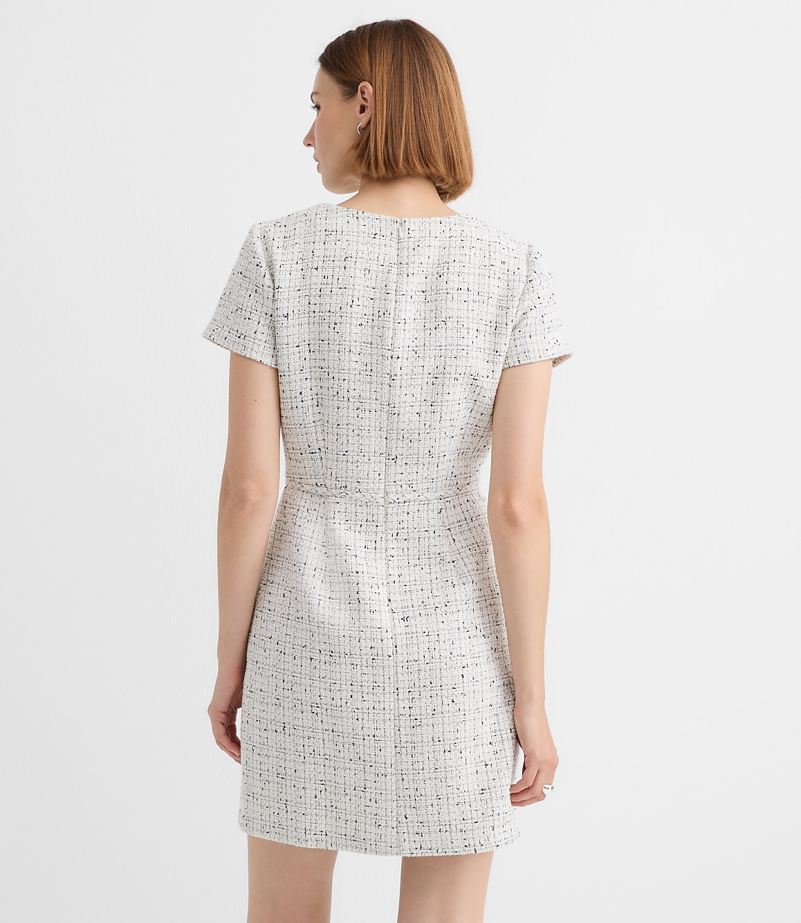 Petite Tweed Short Sleeve Mini Dress