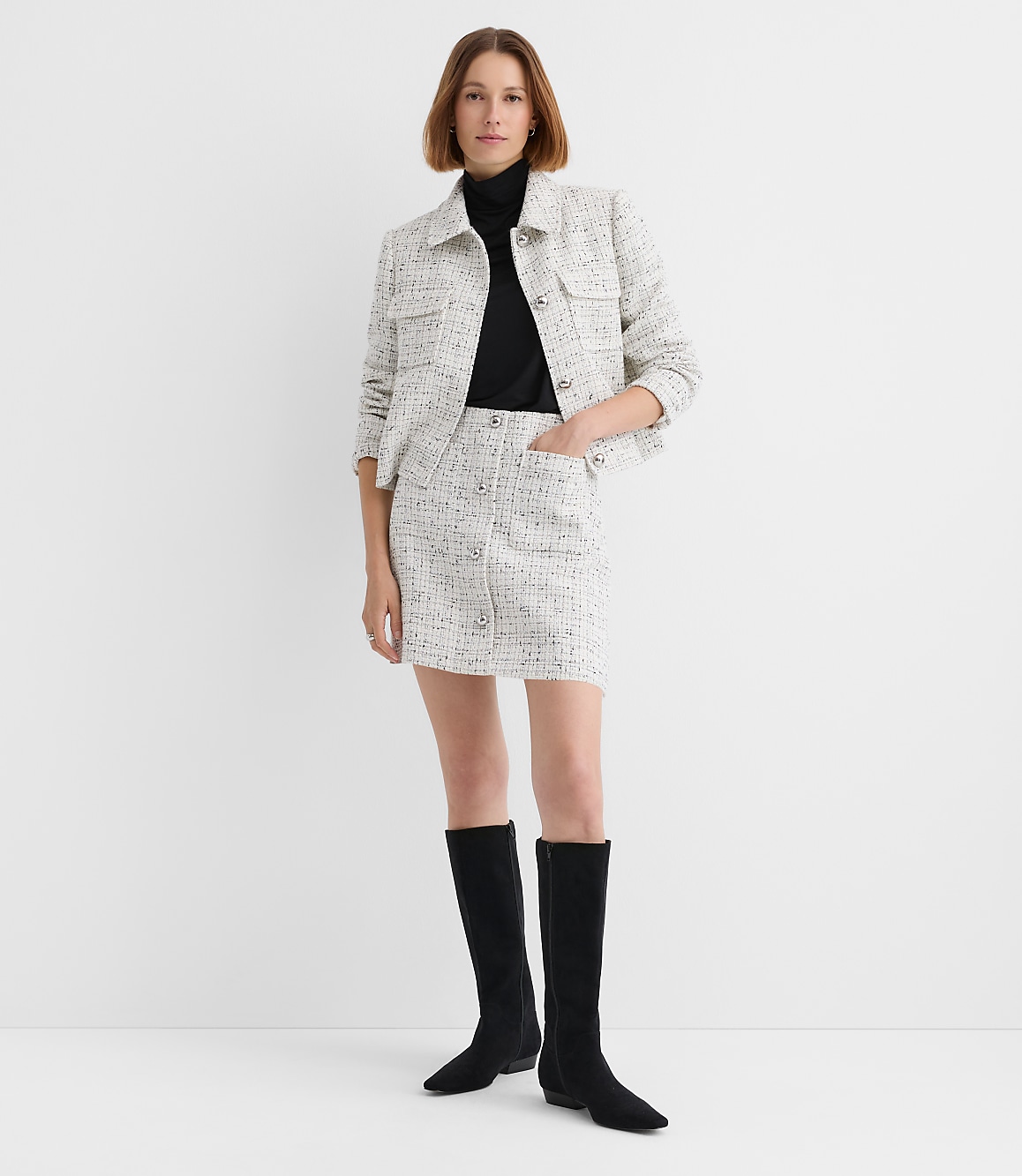 Tweed Mini Patch Pocket Skirt