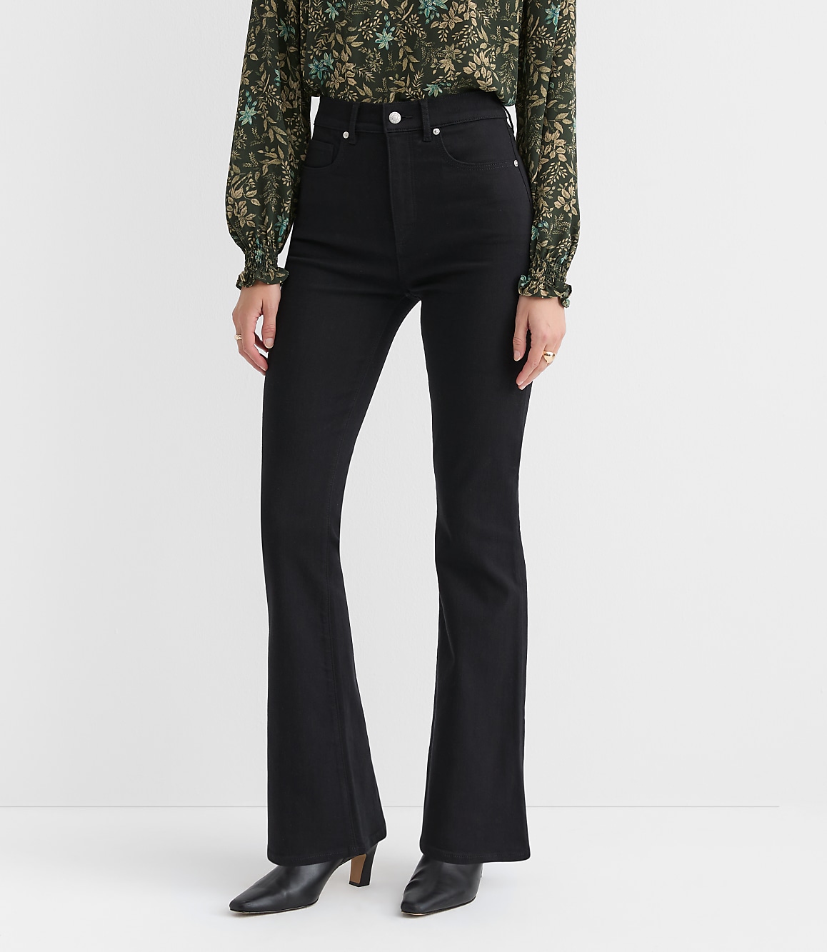 High Rise Slim Flare Jeans in Jet Black Wash