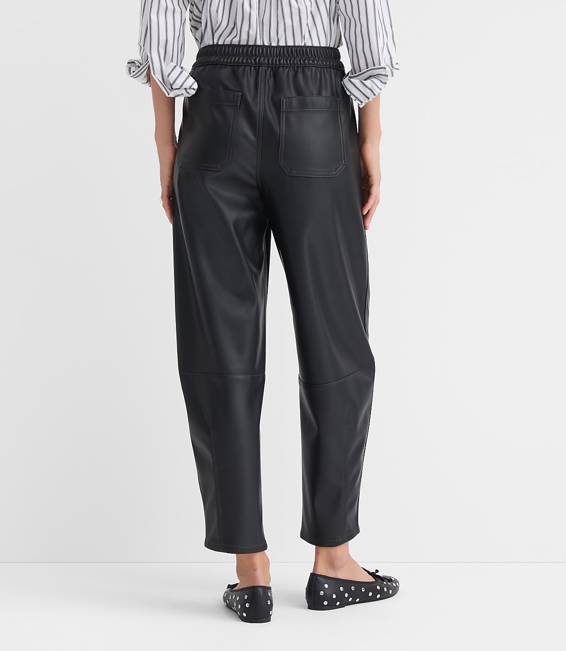 Pull On Barrel Pants in Faux Leather