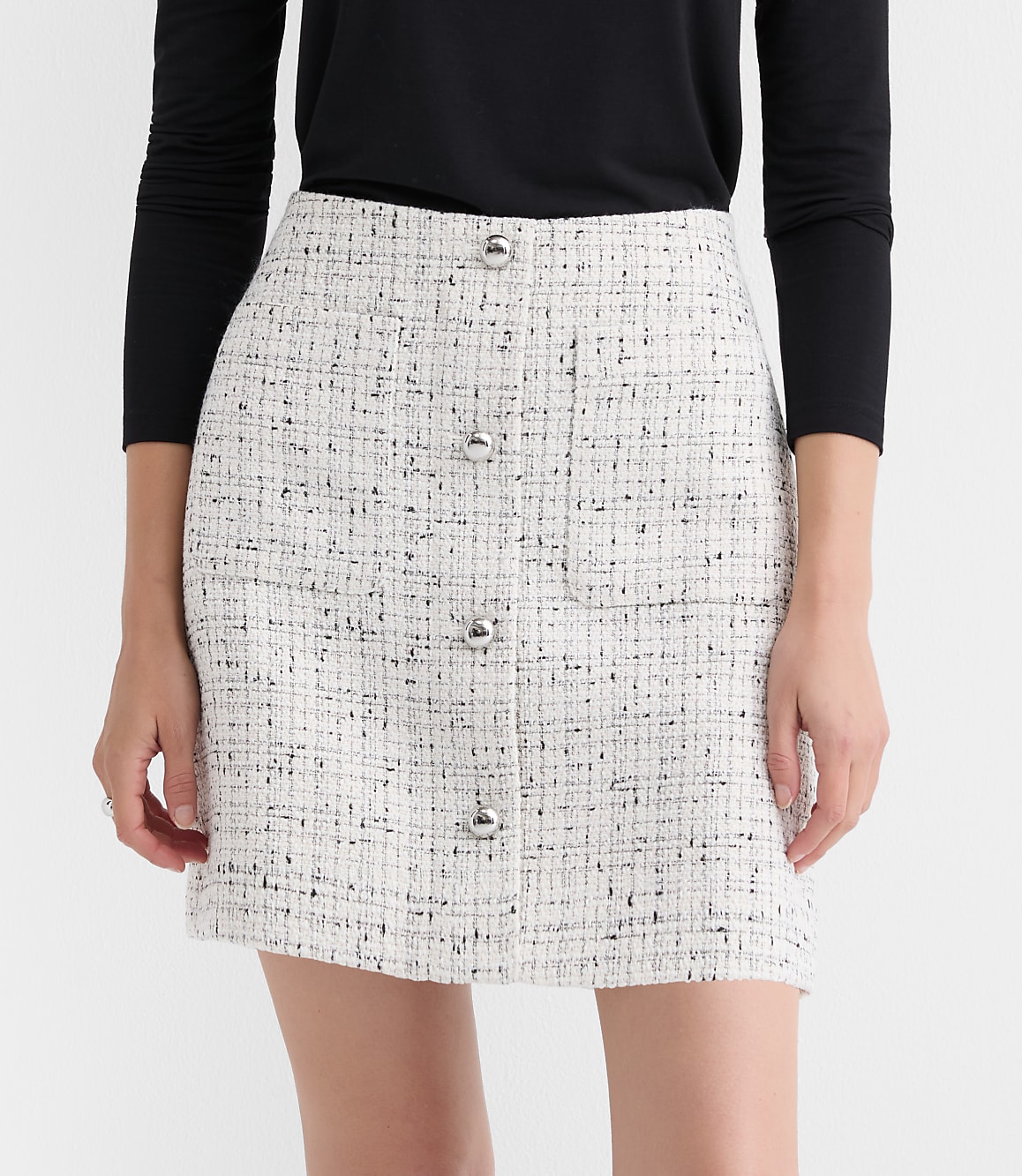 Tweed Mini Patch Pocket Skirt
