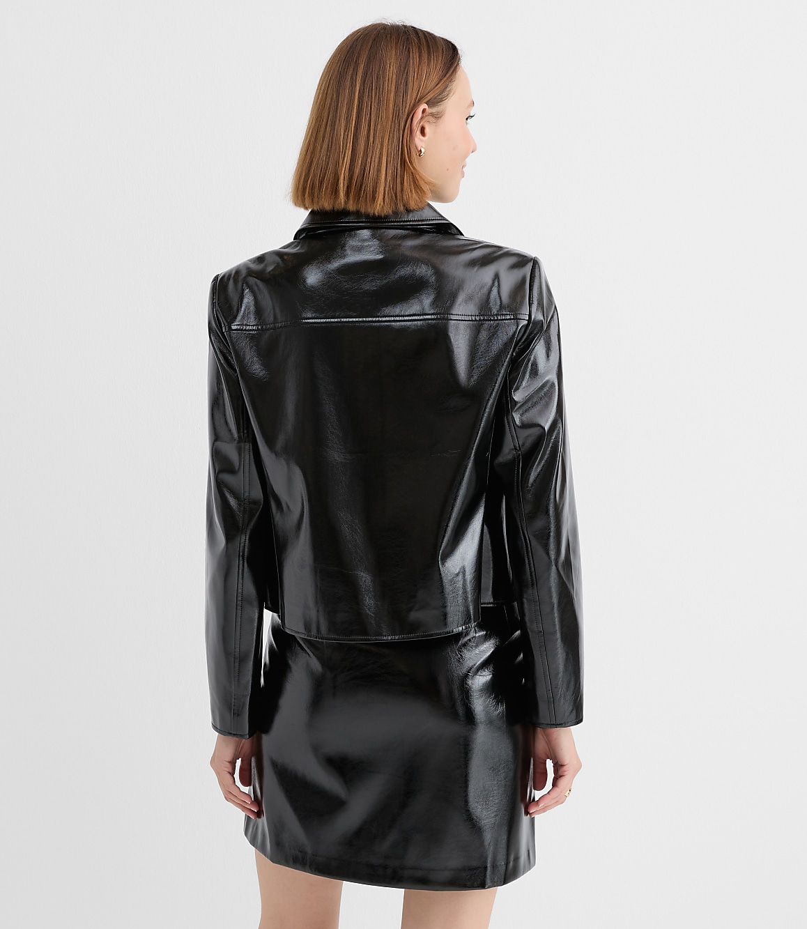 Faux Leather Patch Pocket Jacket