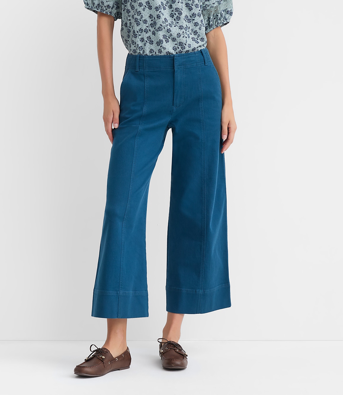 Curvy Palmer Wide Leg Crop Pants in Twill