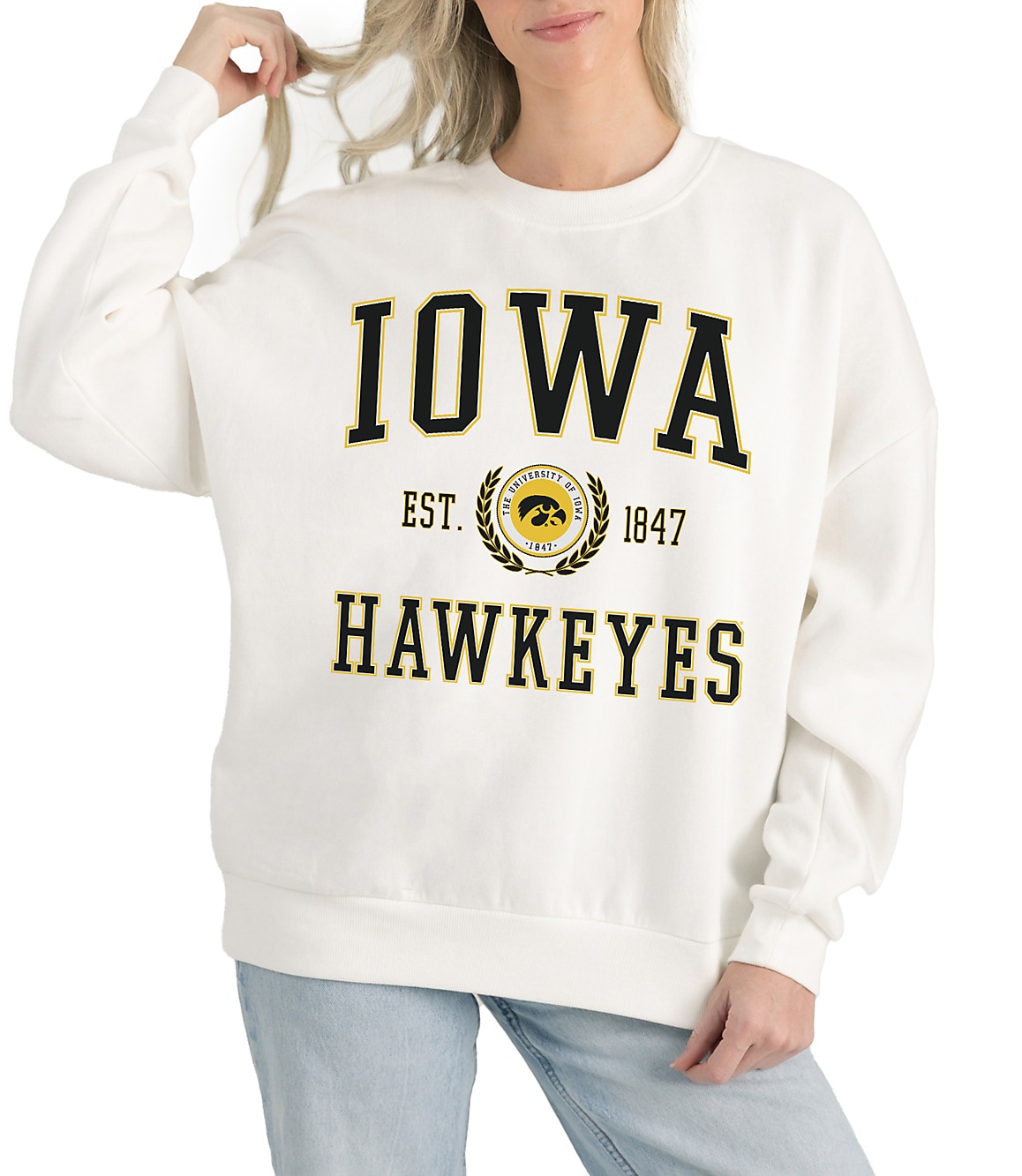 Gameday Couture Iowa Hawkeyes Timeless Triumph Fleece Crew Neck Pullover