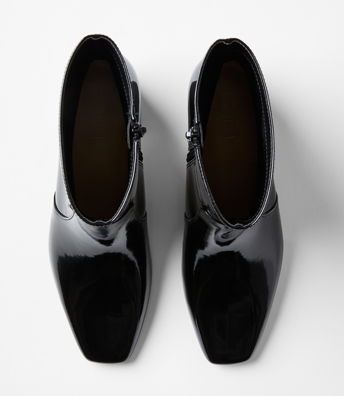 Patent Block Heel Booties