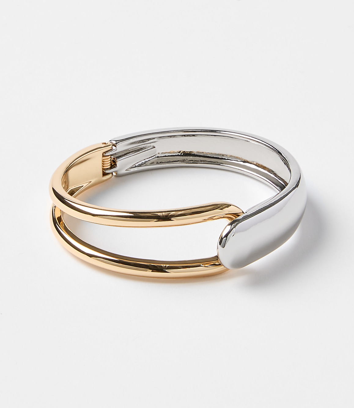Mixed Metal Open Linked Cuff Bracelet