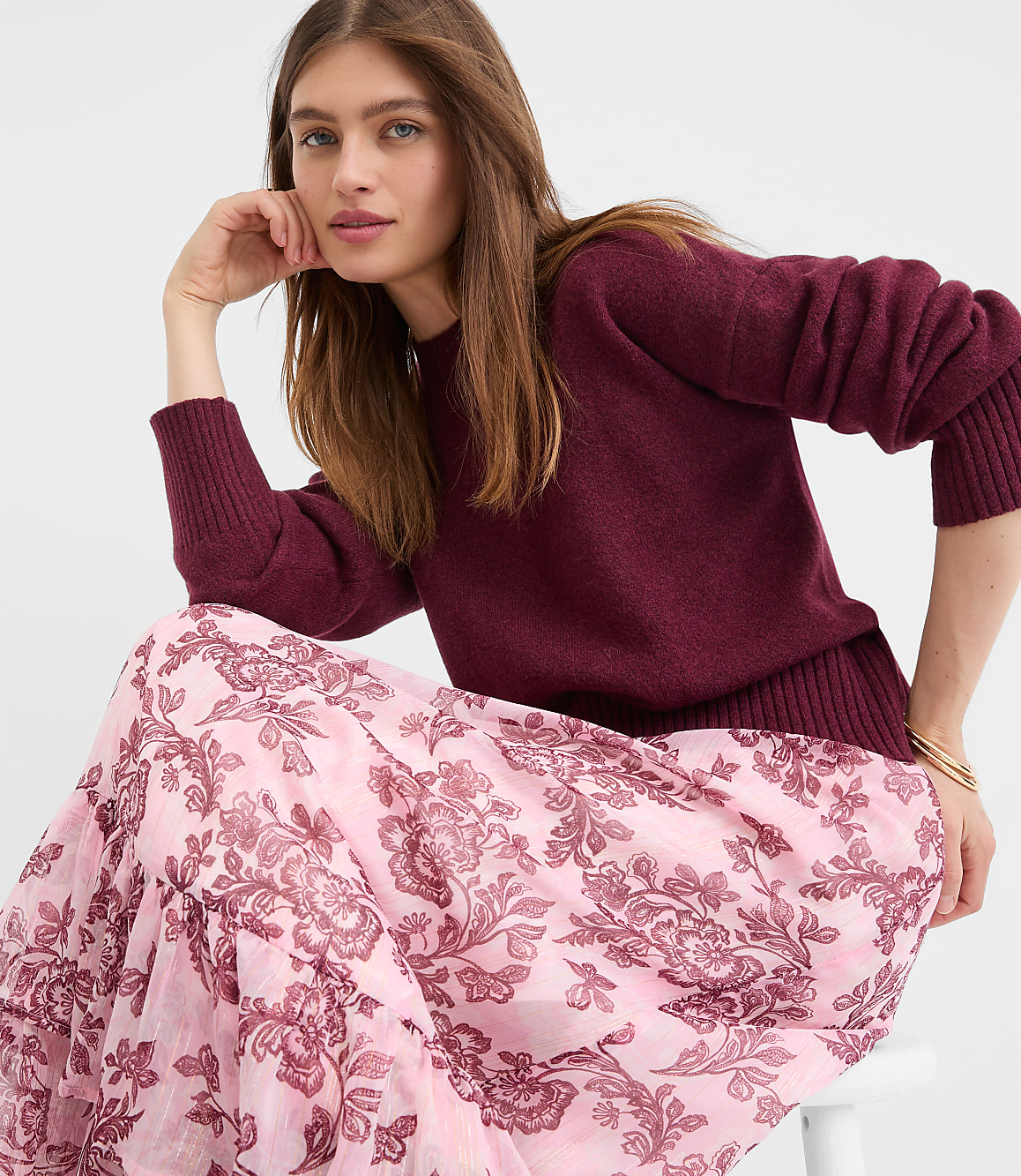 Shimmer Geo Tiered Maxi Skirt