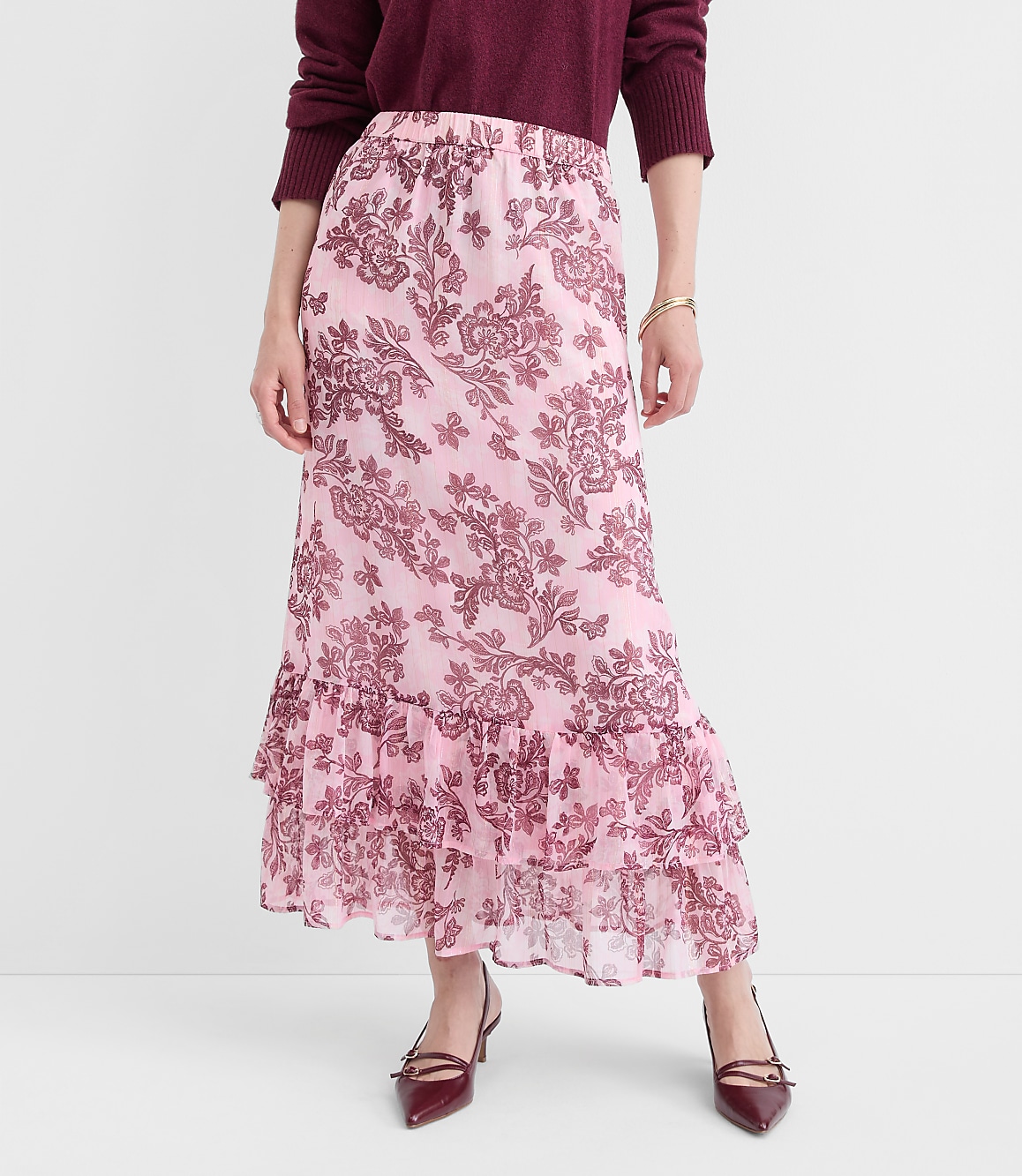 Shimmer Geo Tiered Maxi Skirt
