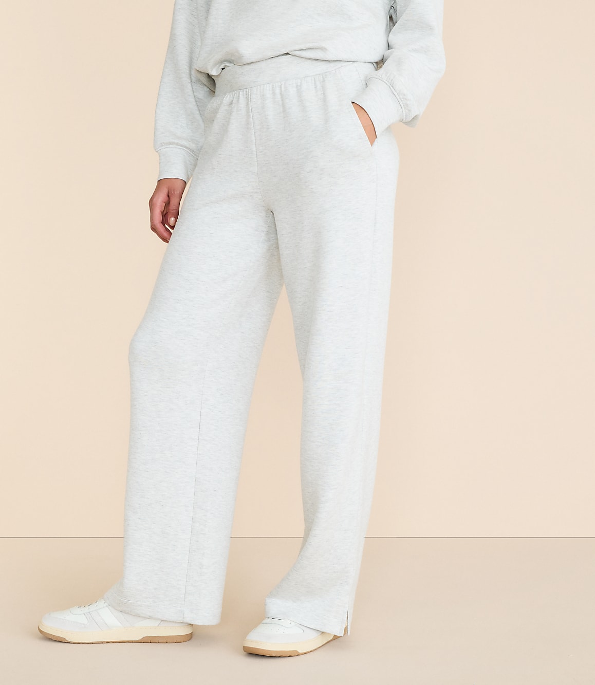 Petite Lou & Grey Heathered Scubasoft Side Slit Straight Leg Pants