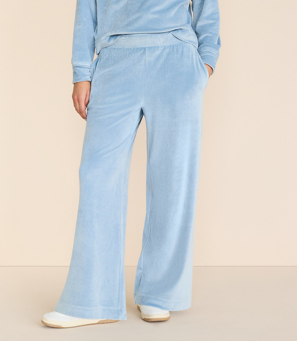 Lou & Grey Ribbed Velour Side Slit Wide Leg Pants