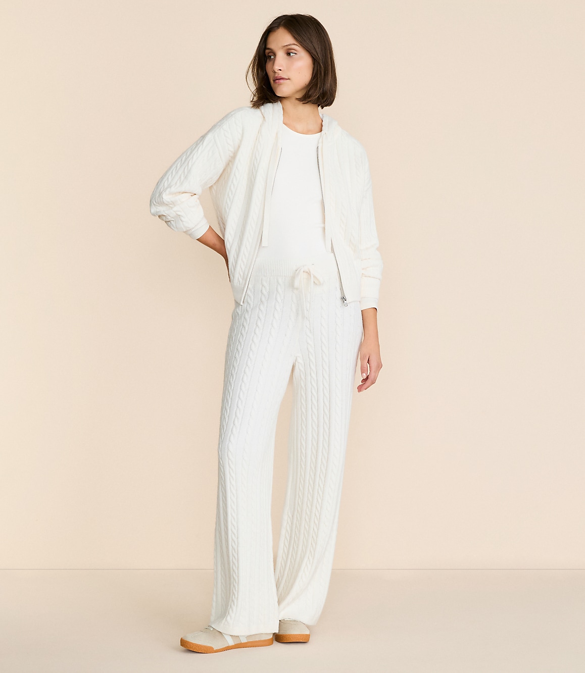 Lou & Grey Cable Sweater Wide Leg Pants