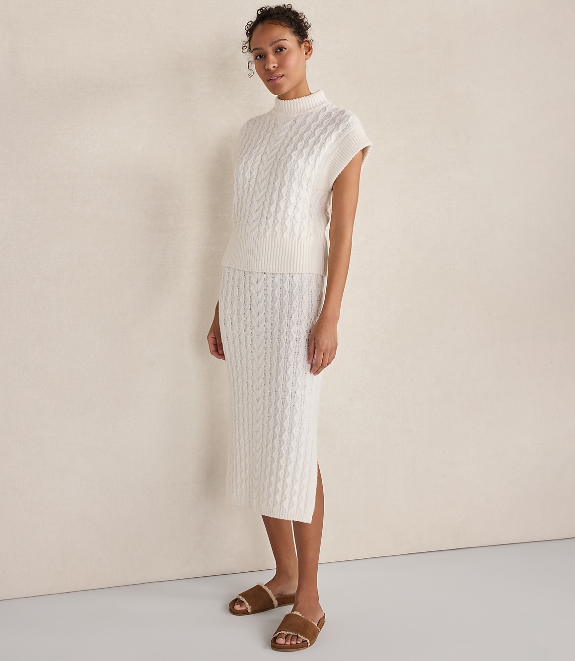 Haven Well Within Organic Cotton Blend Cable Midi Skirt
