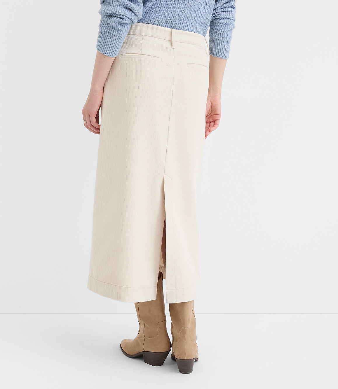 Petite Pintucked Corduroy Midi Pocket Skirt