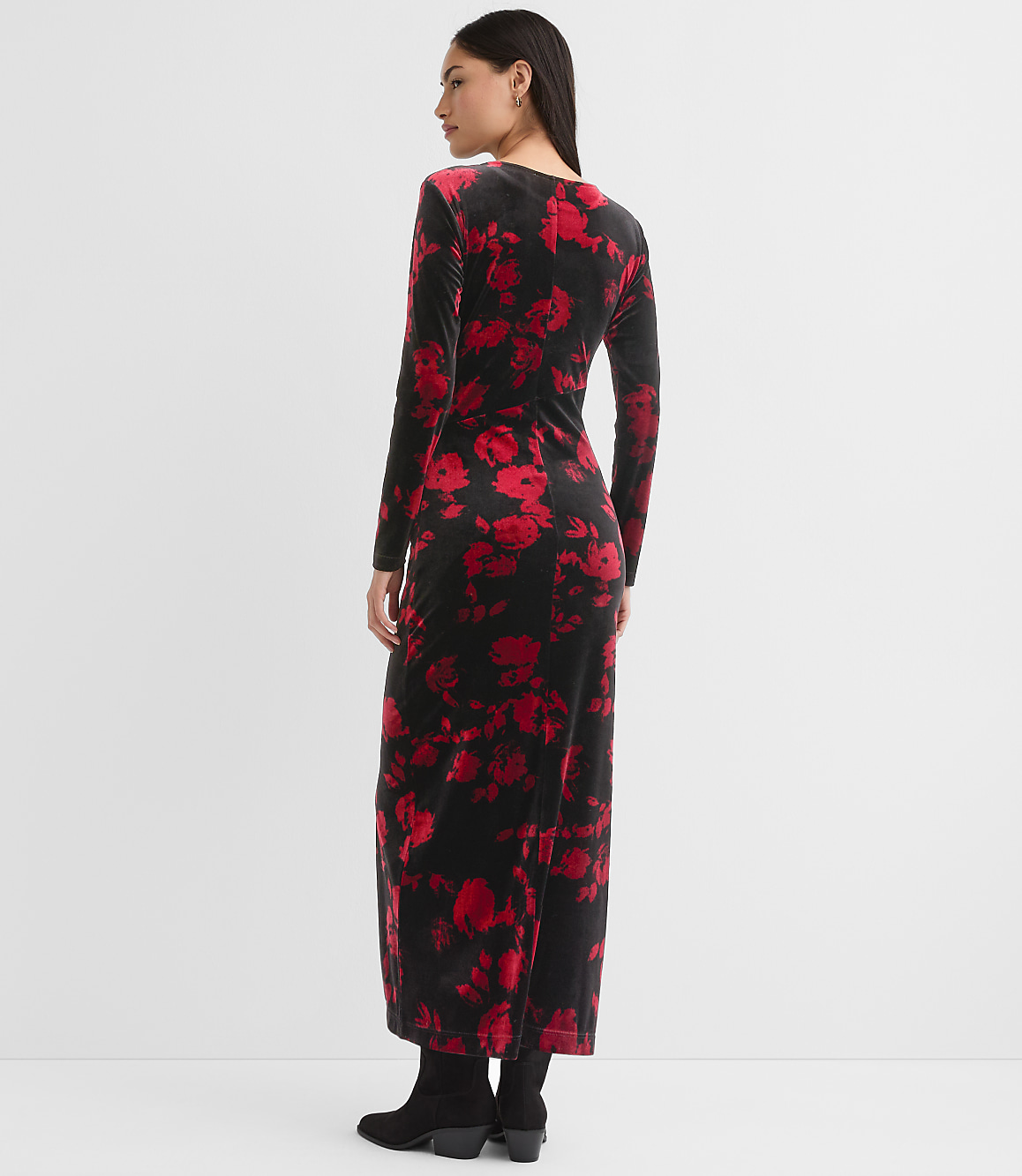 Petite Velvet Ruched Midi Dress