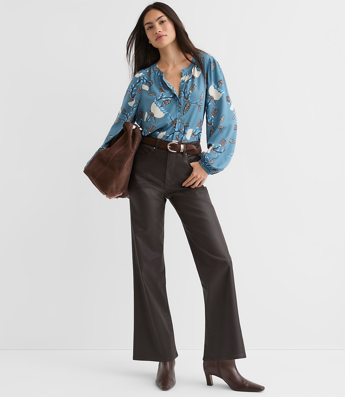 Garland Shirred Henley Blouse