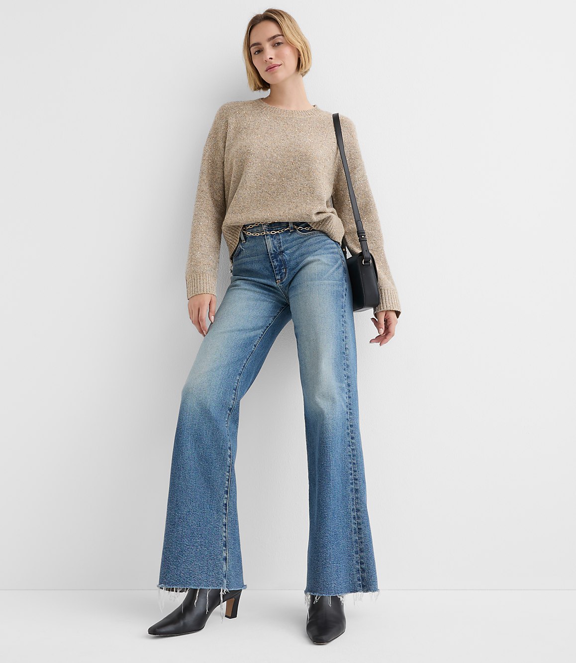 Petite Shimmer Relaxed Everyday Sweater