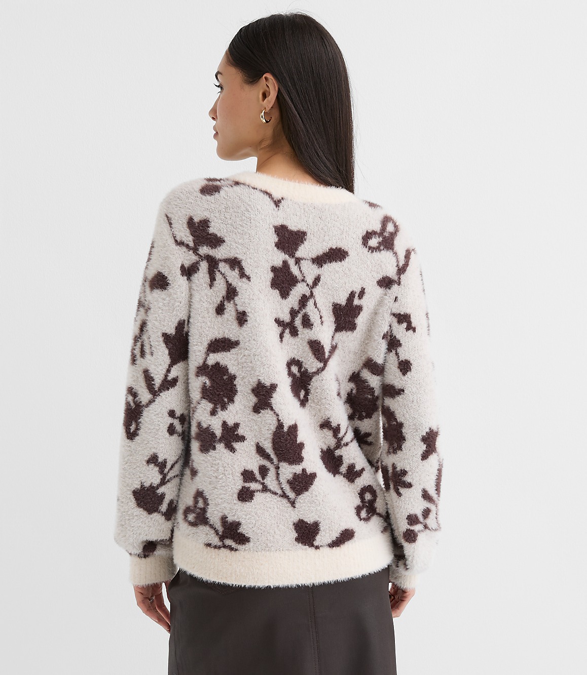 Petite Fuzzy Floral Sweater