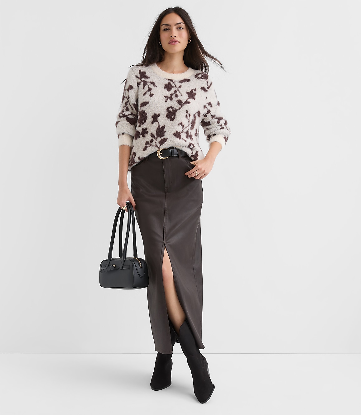 Petite Fuzzy Floral Sweater