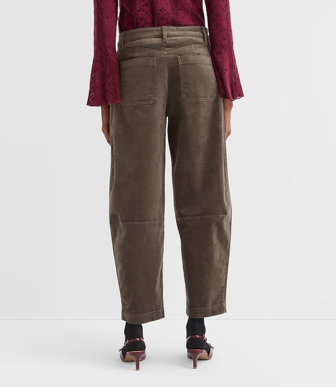 Petite Barrel Pants in Stretch Velvet