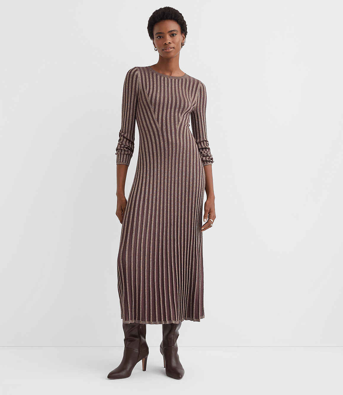 Petite Shimmer Ribbed Mock Neck Maxi Sweater Dress