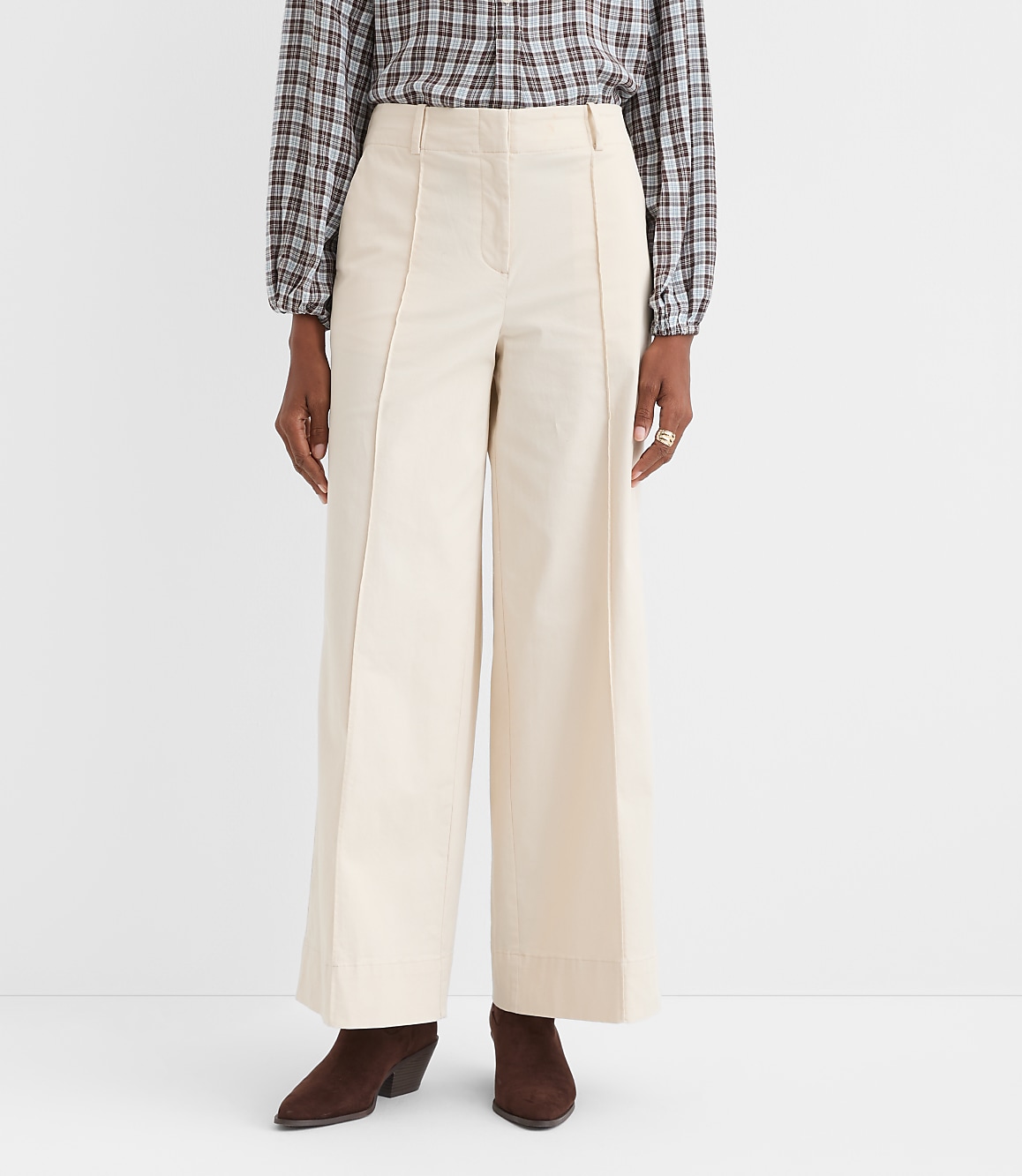 Pintucked Wide Leg Pants