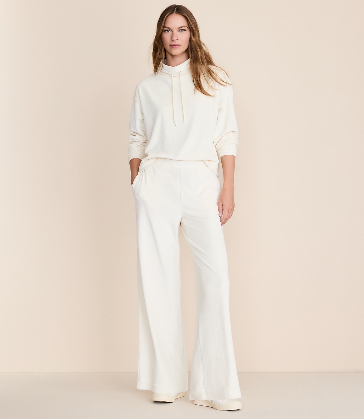 Lou & Grey Ribbed Velour Side Slit Wide Leg Pants