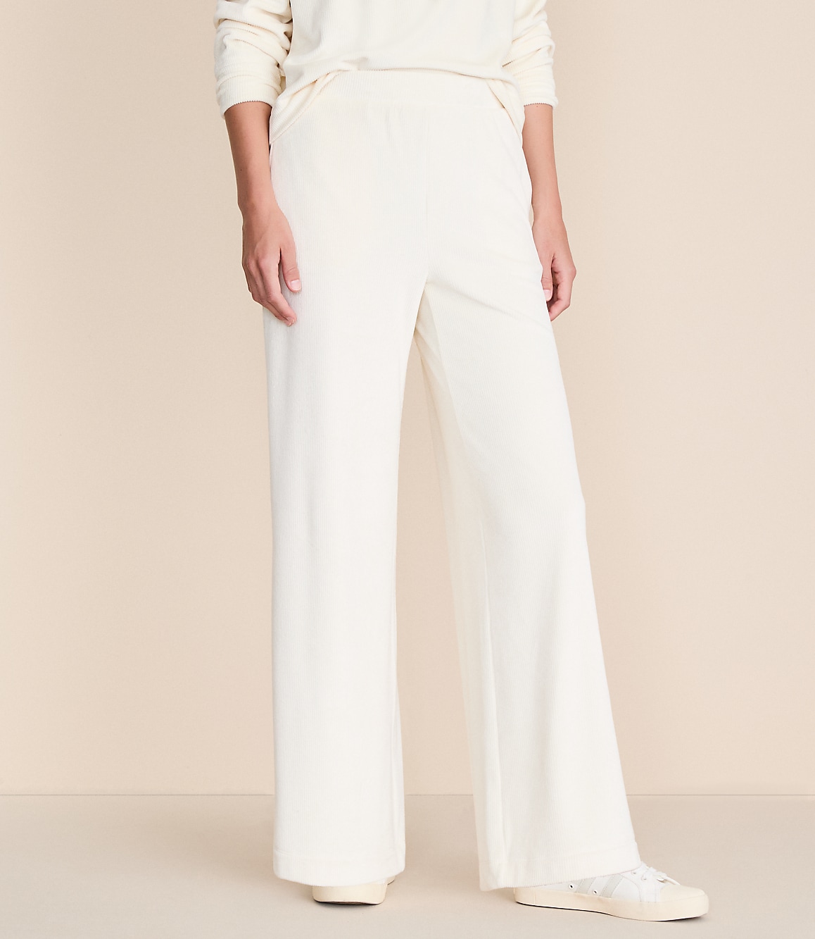 Lou & Grey Ribbed Velour Side Slit Wide Leg Pants