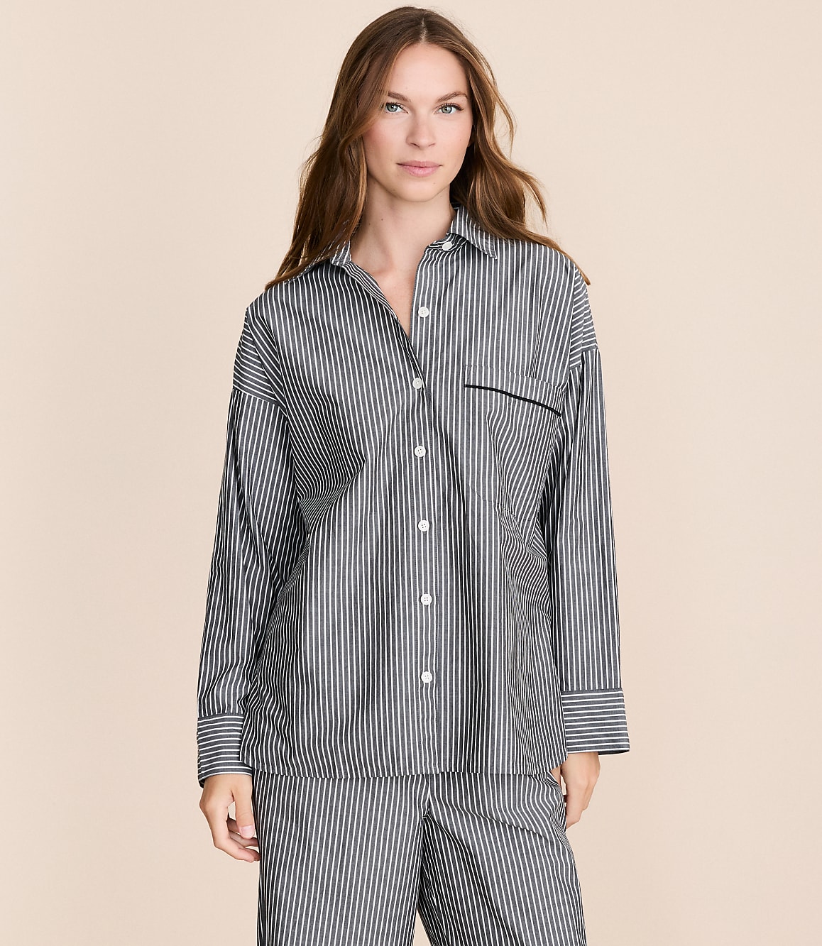Striped Poplin Pajama Shirt