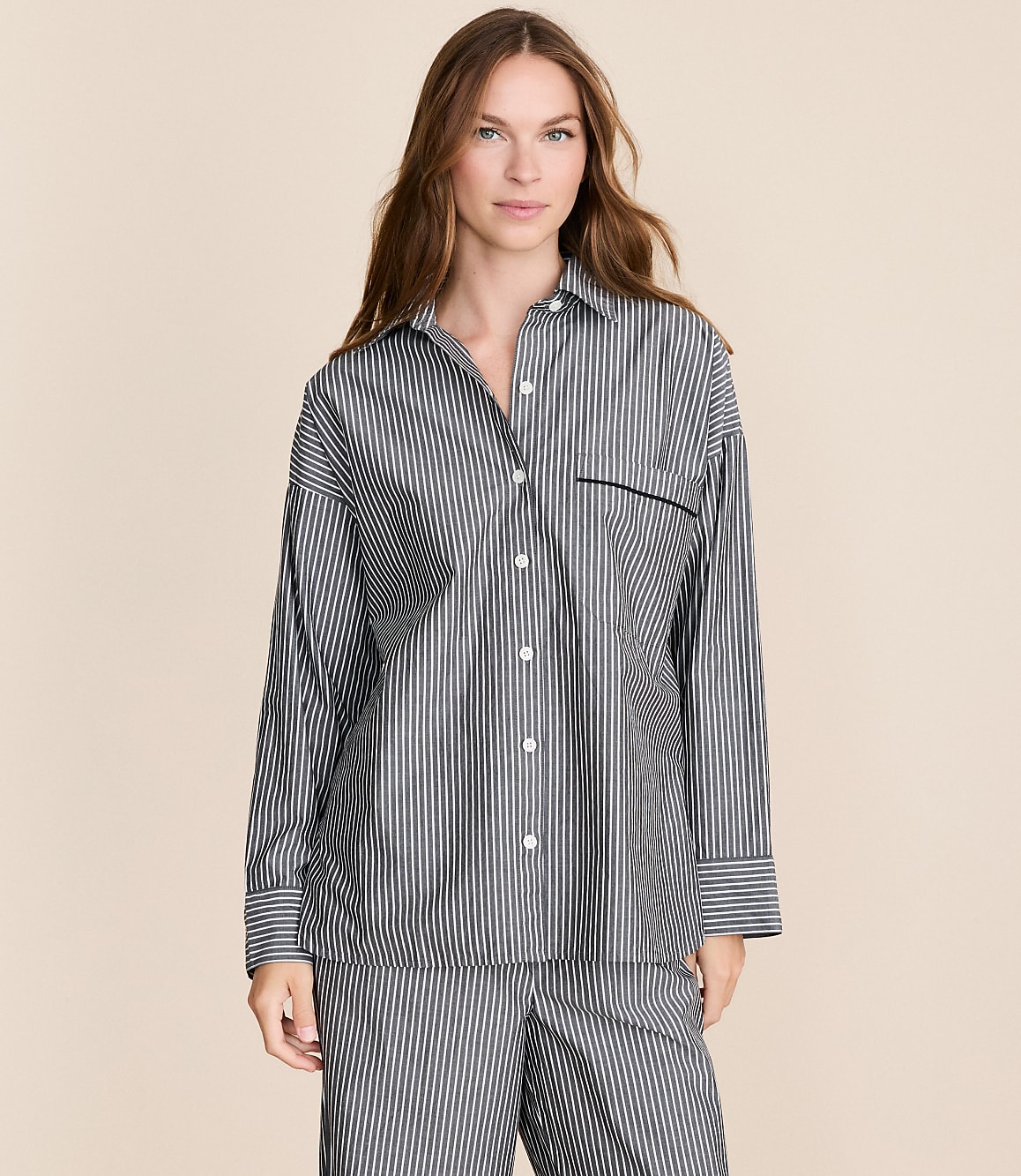 Striped Poplin Pajama Shirt