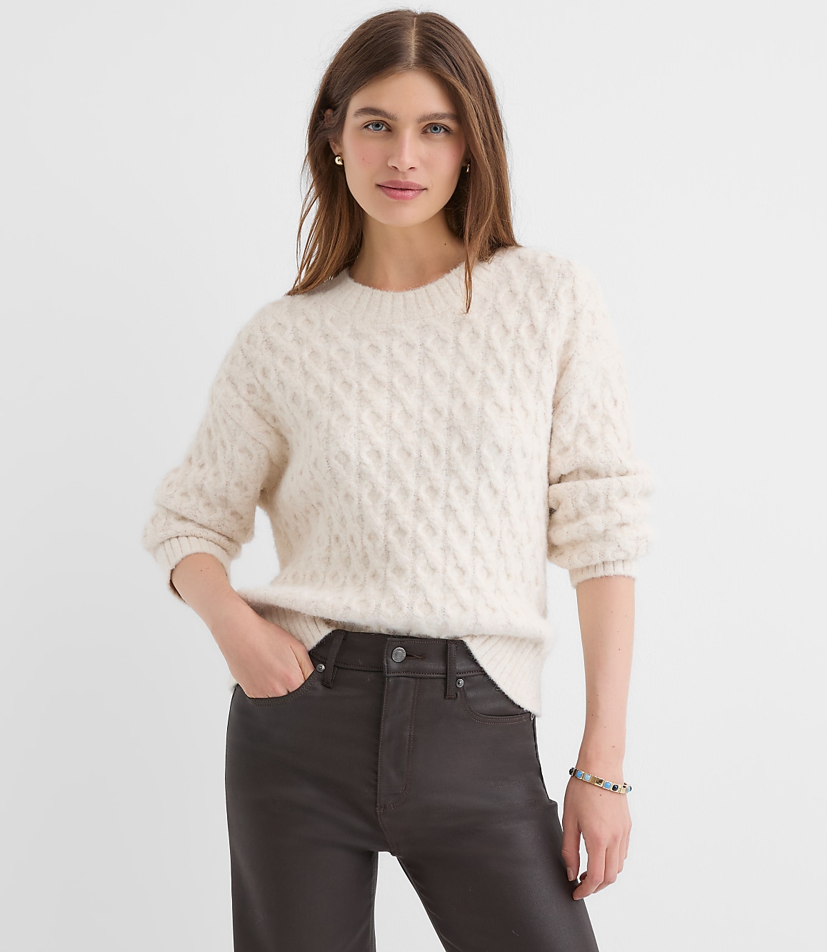 Petite Fuzzy Cable Sweater