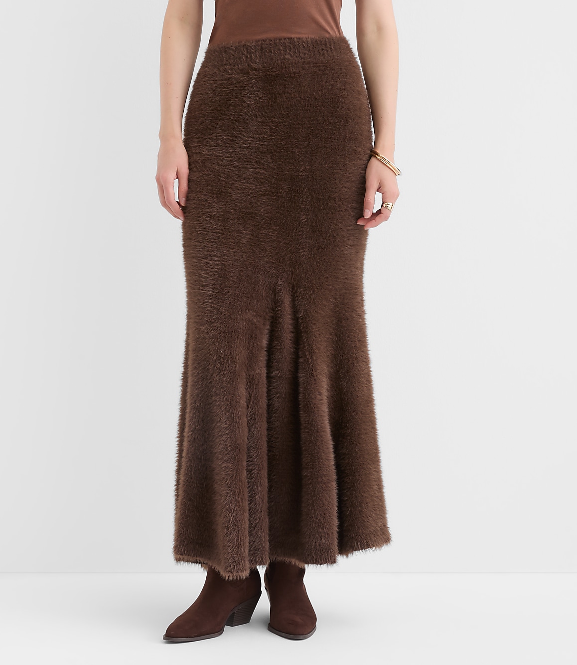 Petite Fuzzy Godet Maxi Skirt