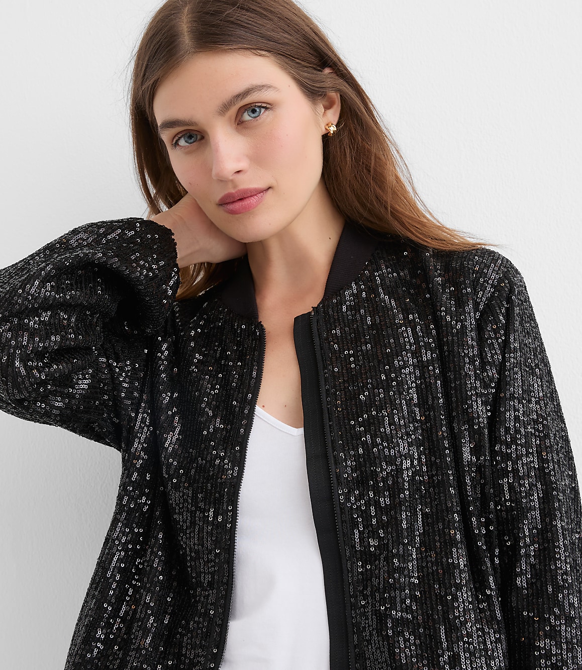 Petite Sequin Bomber Jacket