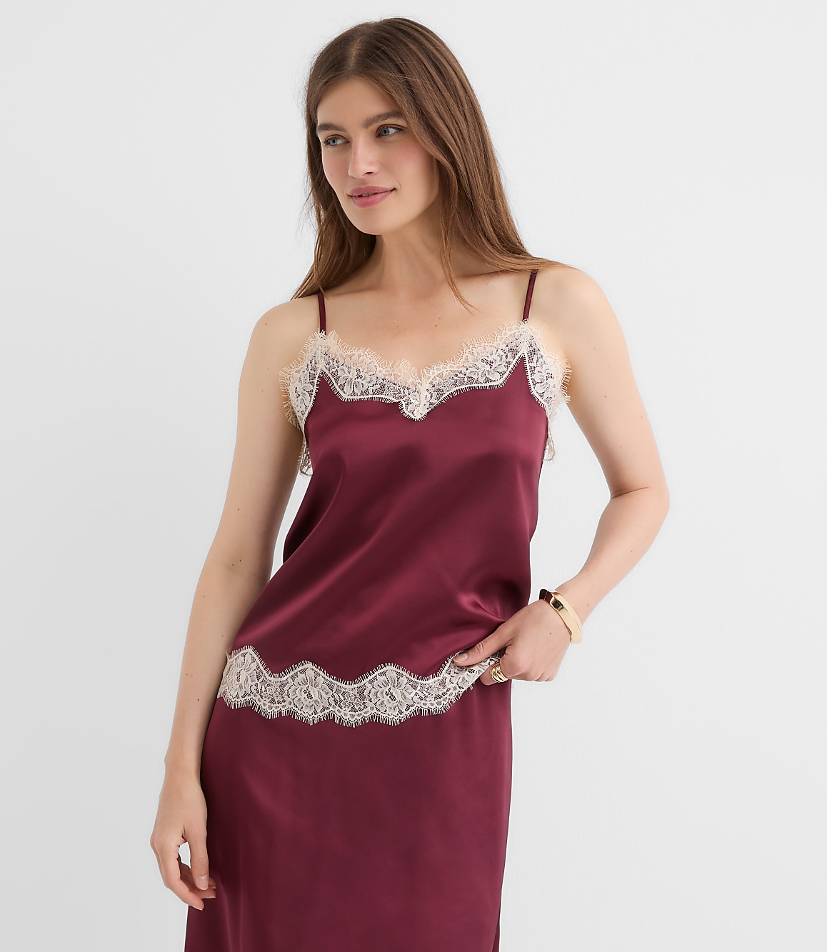 Lace Trim Satin Cami