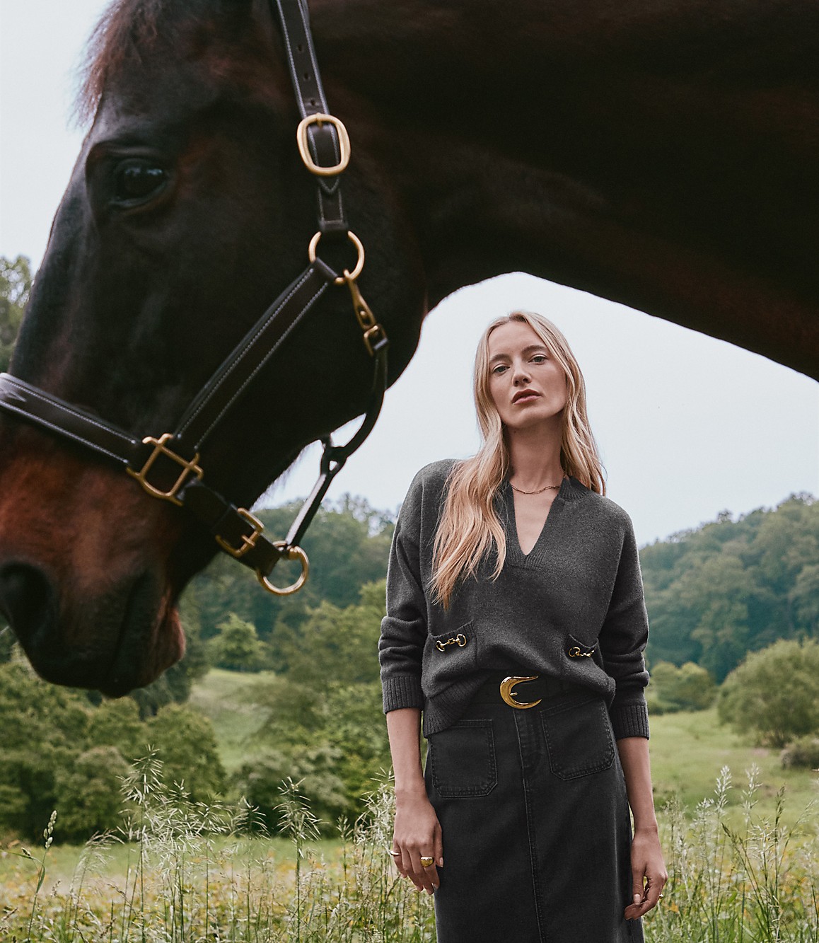 Heathered Horsebit Pocket Sweater
