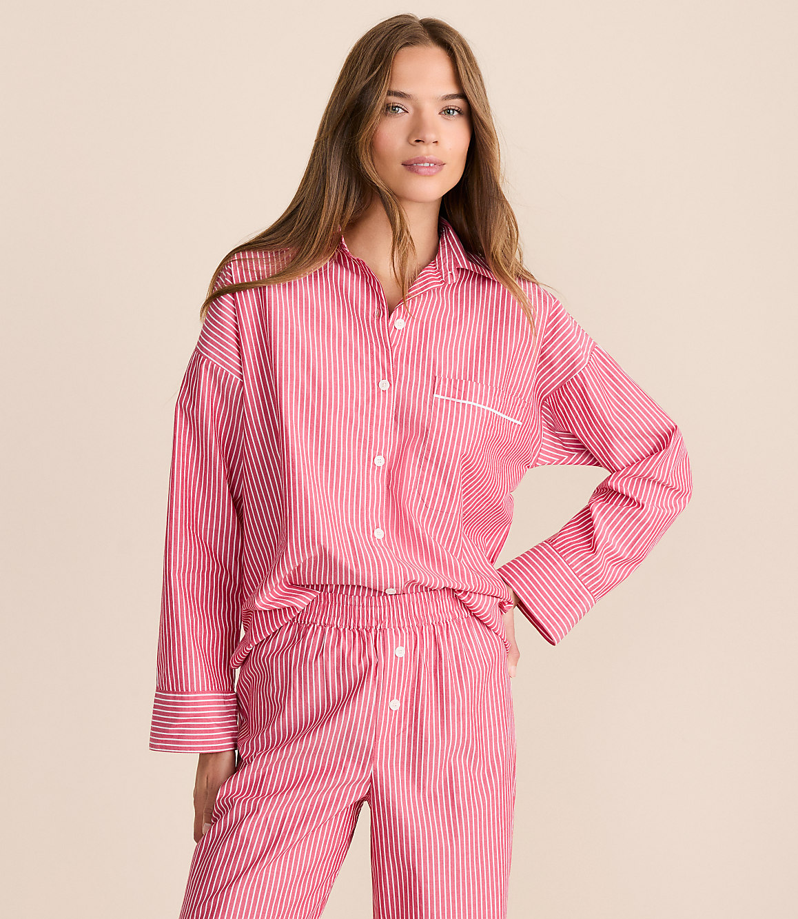 Striped Poplin Pajama Shirt