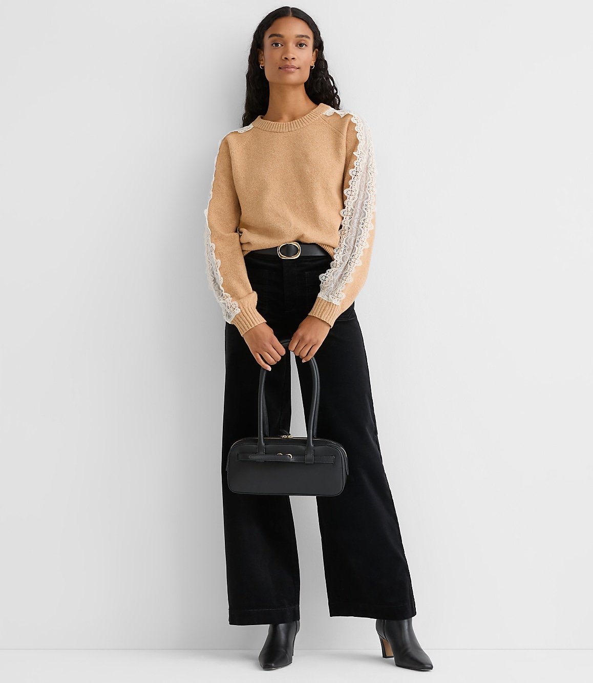 Petite Lace Sleeve Sweater